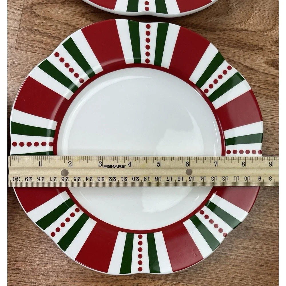 Pier 1 Christmas Stripes Scalloped Edge 9